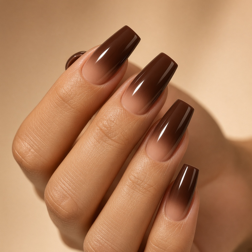 Extension ombre cokelat ke nude