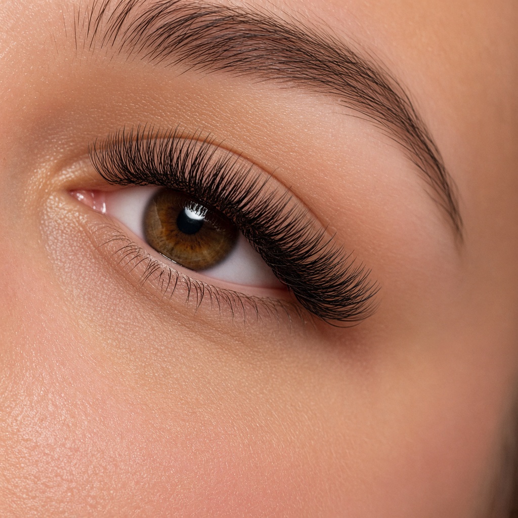 Eyelash volume, close-up mata